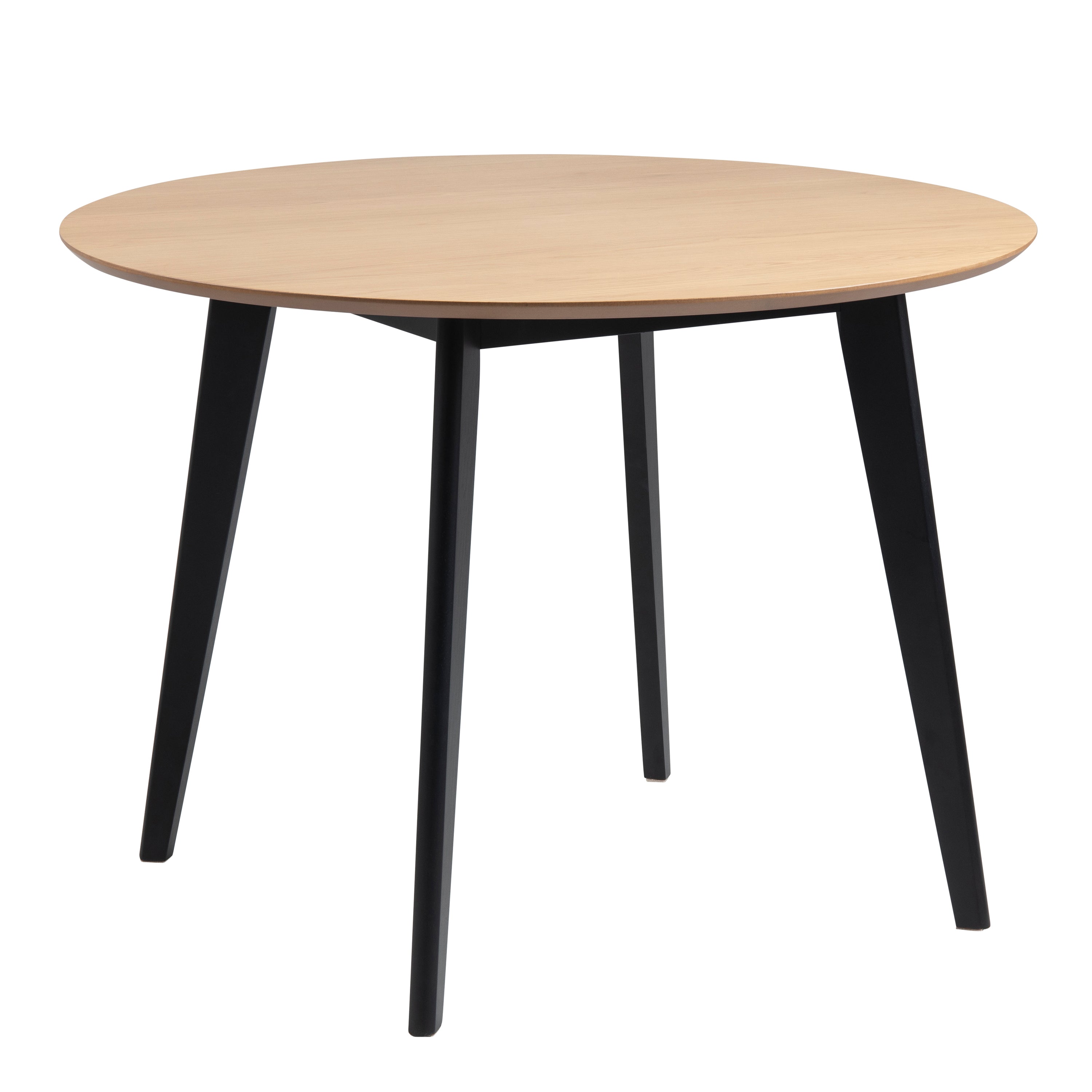 Roxby Round Dining Table in Oak & Black 105cm