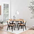 Roxby Round Dining Table in Oak & Black 105cm