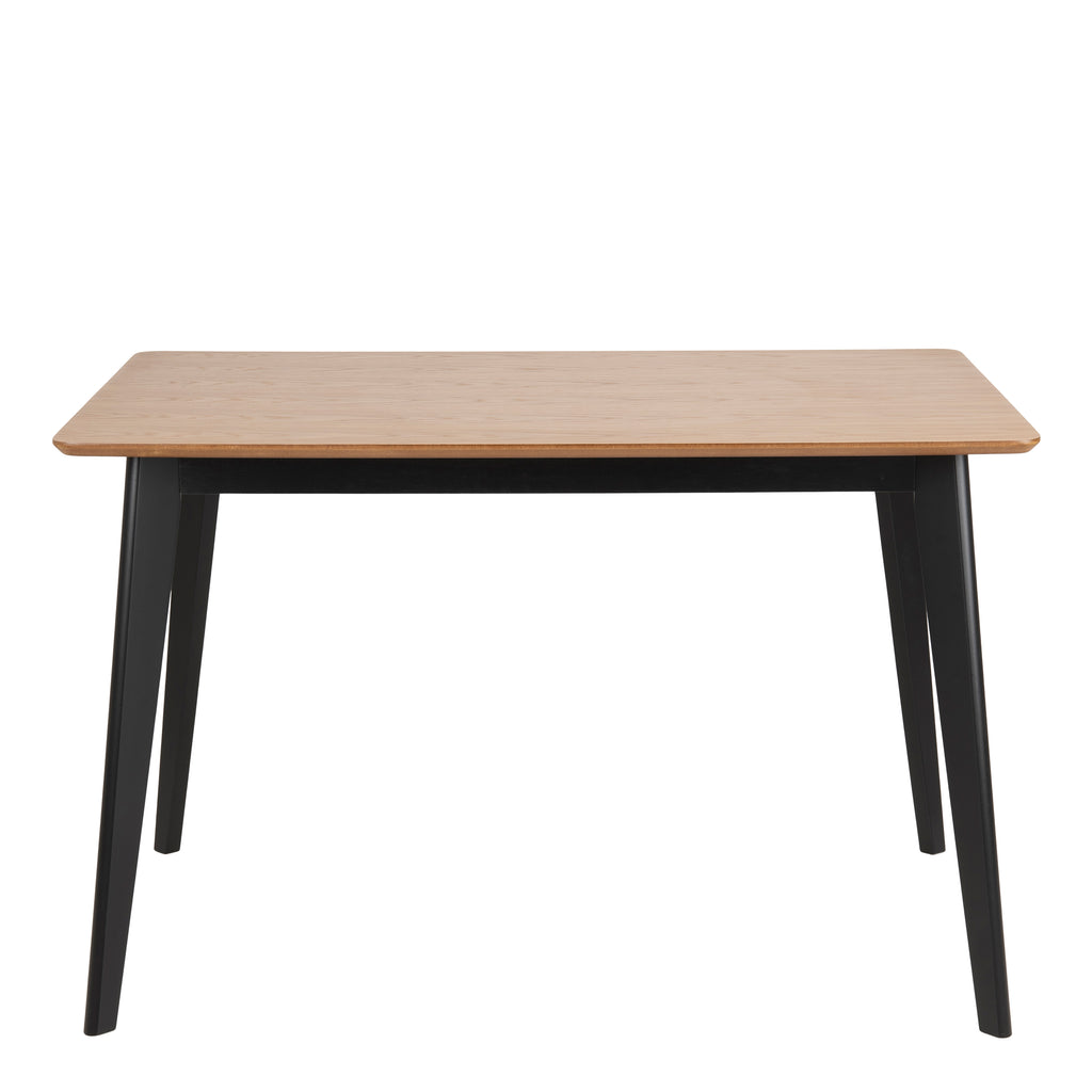 Roxby Dining Table in Oak & Black 120x80cm includes 4 Roxby Dining Chairs in Black and Oak
