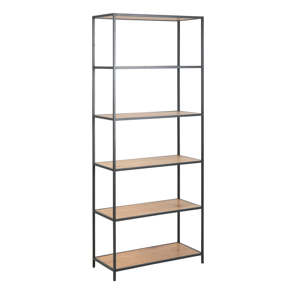 Seaford Wide Grey Steel Bookcase With 4 Grey Melamine Shelves