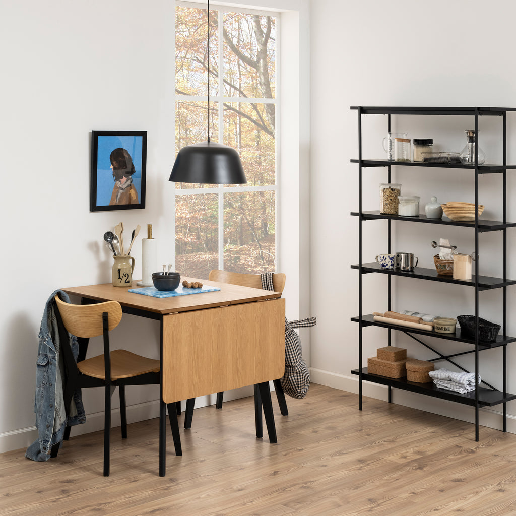 Roxby Extending Dining Table 120x80cm in Oak & Black