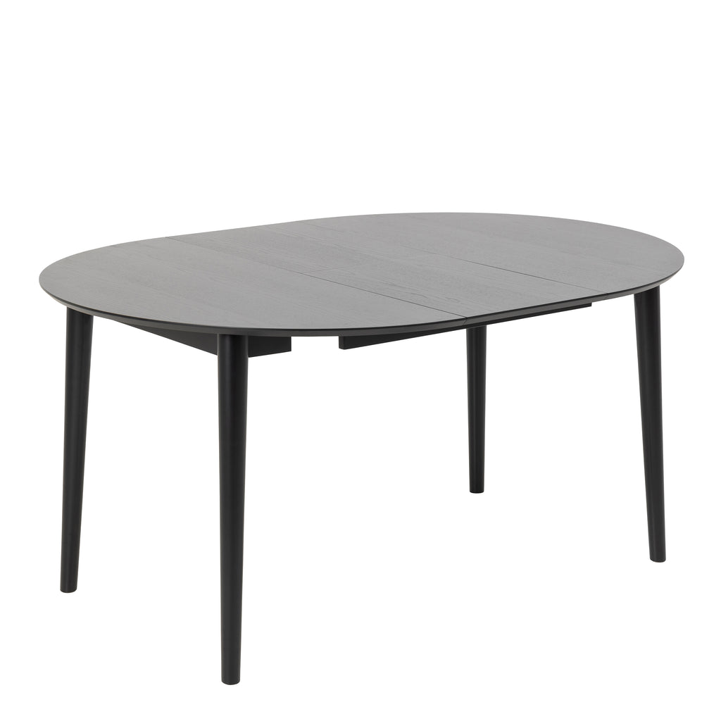 Montreux Round Extending Dining Table in Black 115-154cm includes 6 Cassandra Dining Chairs with Armrest in Black