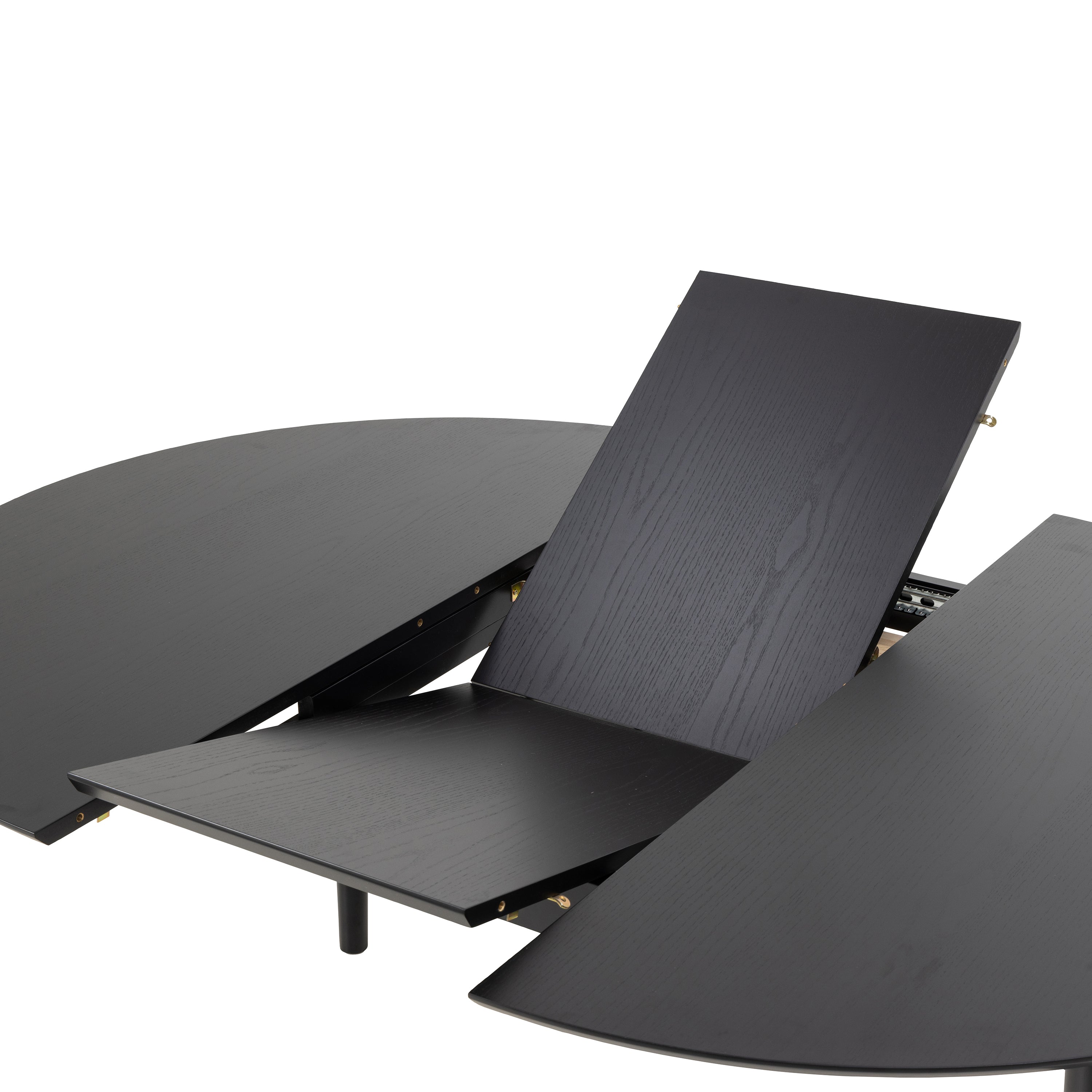 Montreux Round Extending Dining Table in Black 115-154cm includes 6 Cassandra Dining Chairs with Armrest in Black