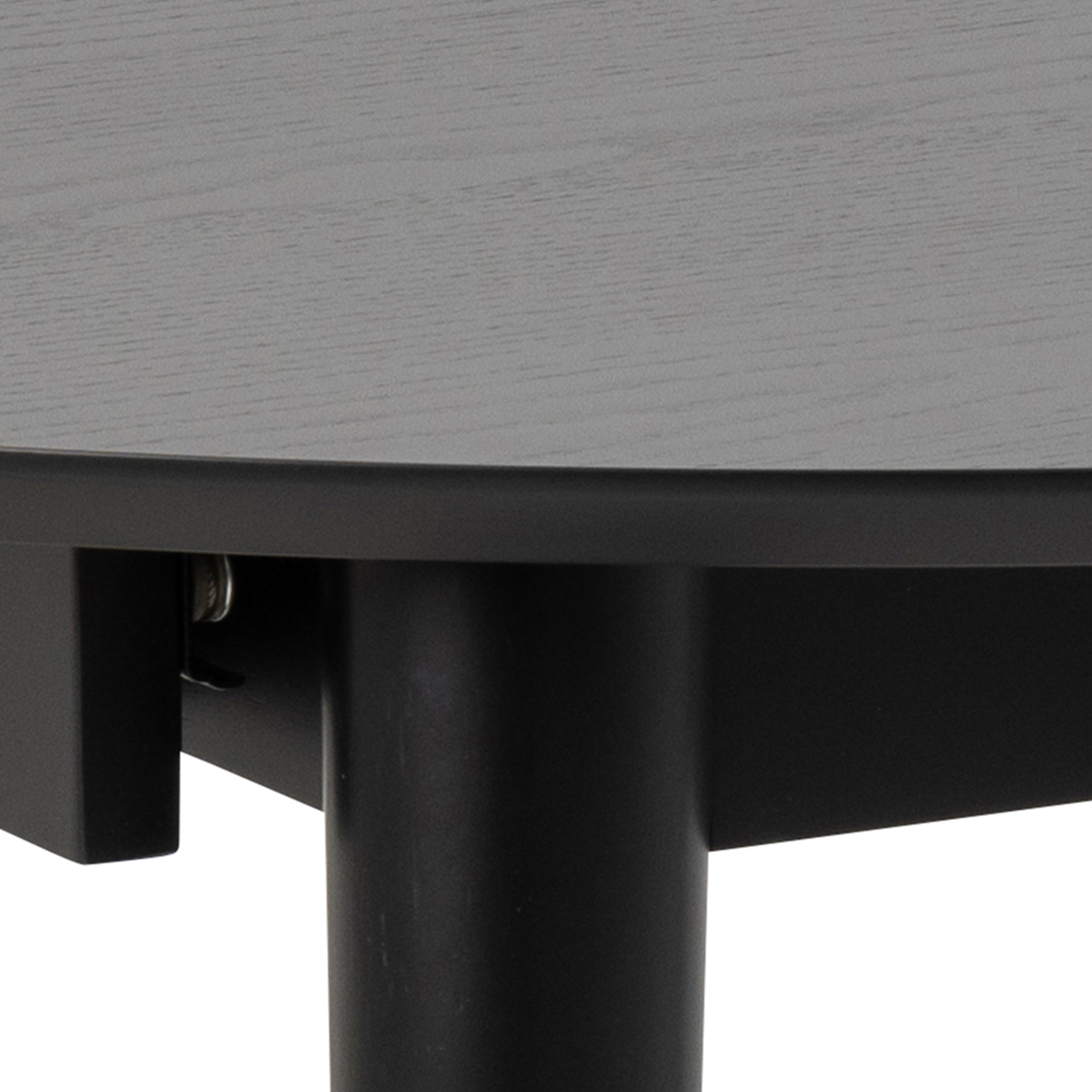 Montreux Round Extending Dining Table in Black 115-154cm includes 6 Cassandra Dining Chairs with Armrest in Black