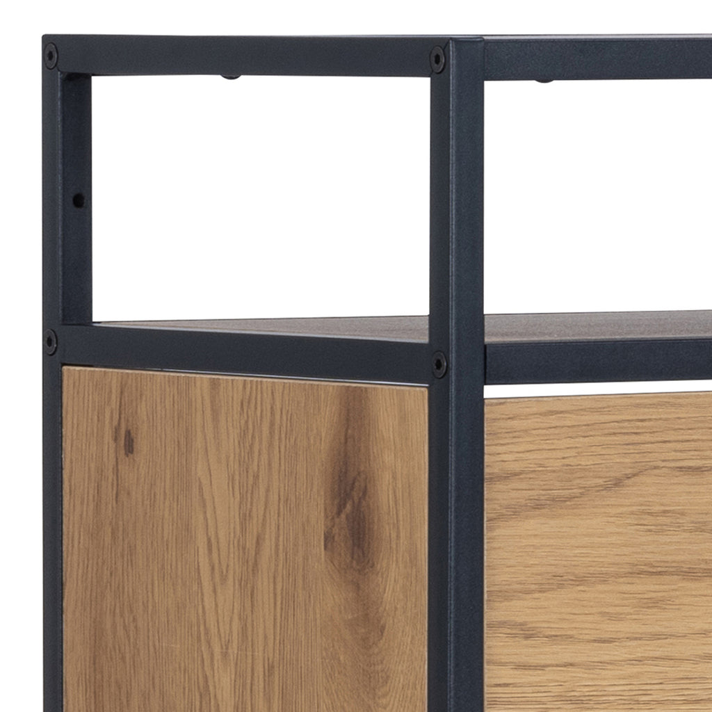 Seaford Wide Grey Steel Bookcase With 4 Grey Melamine Shelves
