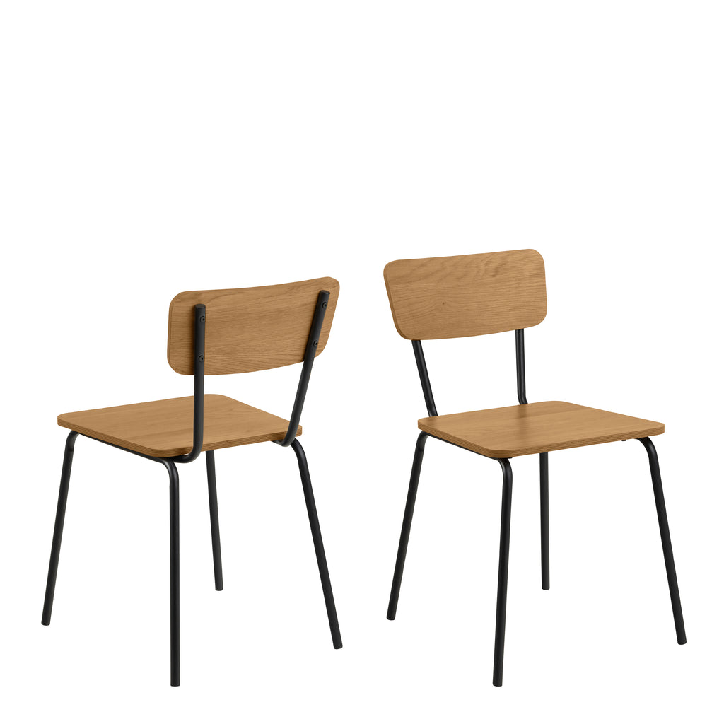 Peru Dining Table in Black and Oak 120x80cm includes 4 Peru Dining Chairs in Steel and Oak