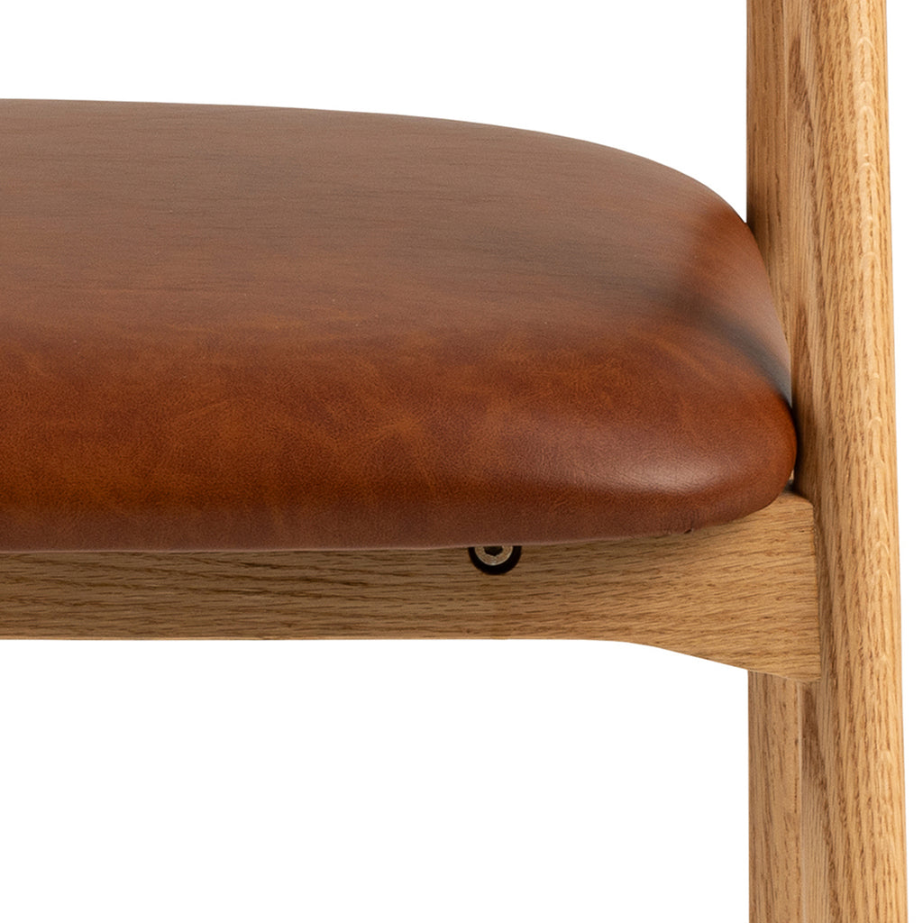 Addi Dining Chair With Armrest in PU Retro Brandy Set of 2