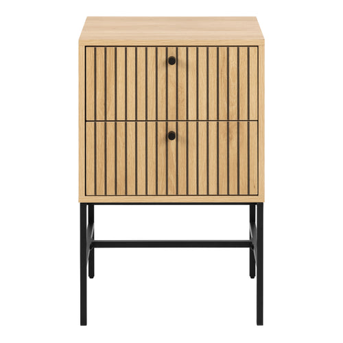 Albany 2 Drawer Bedside Table in Oak/Black Legs
