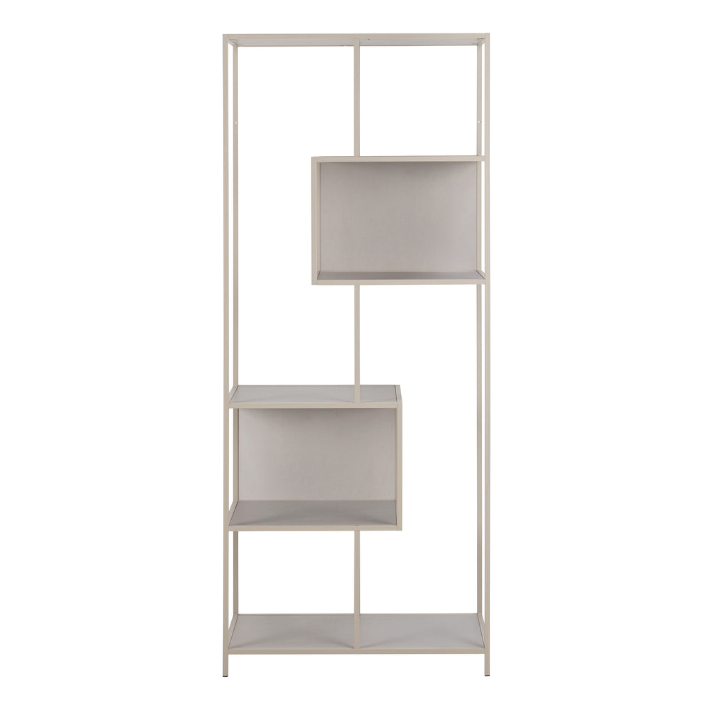 Seaford Wide Grey Steel Bookcase With 4 Grey Melamine Shelves