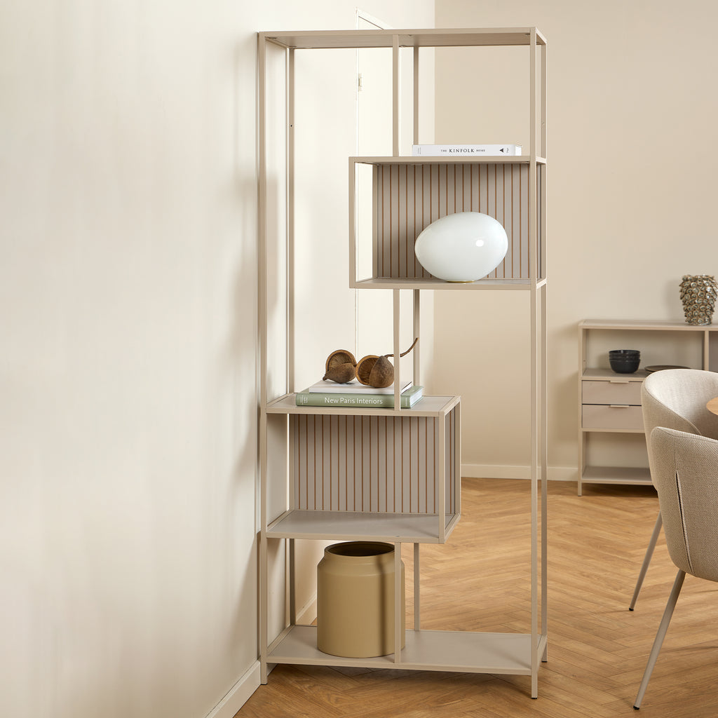 Seaford Wide Grey Steel Bookcase With 4 Grey Melamine Shelves