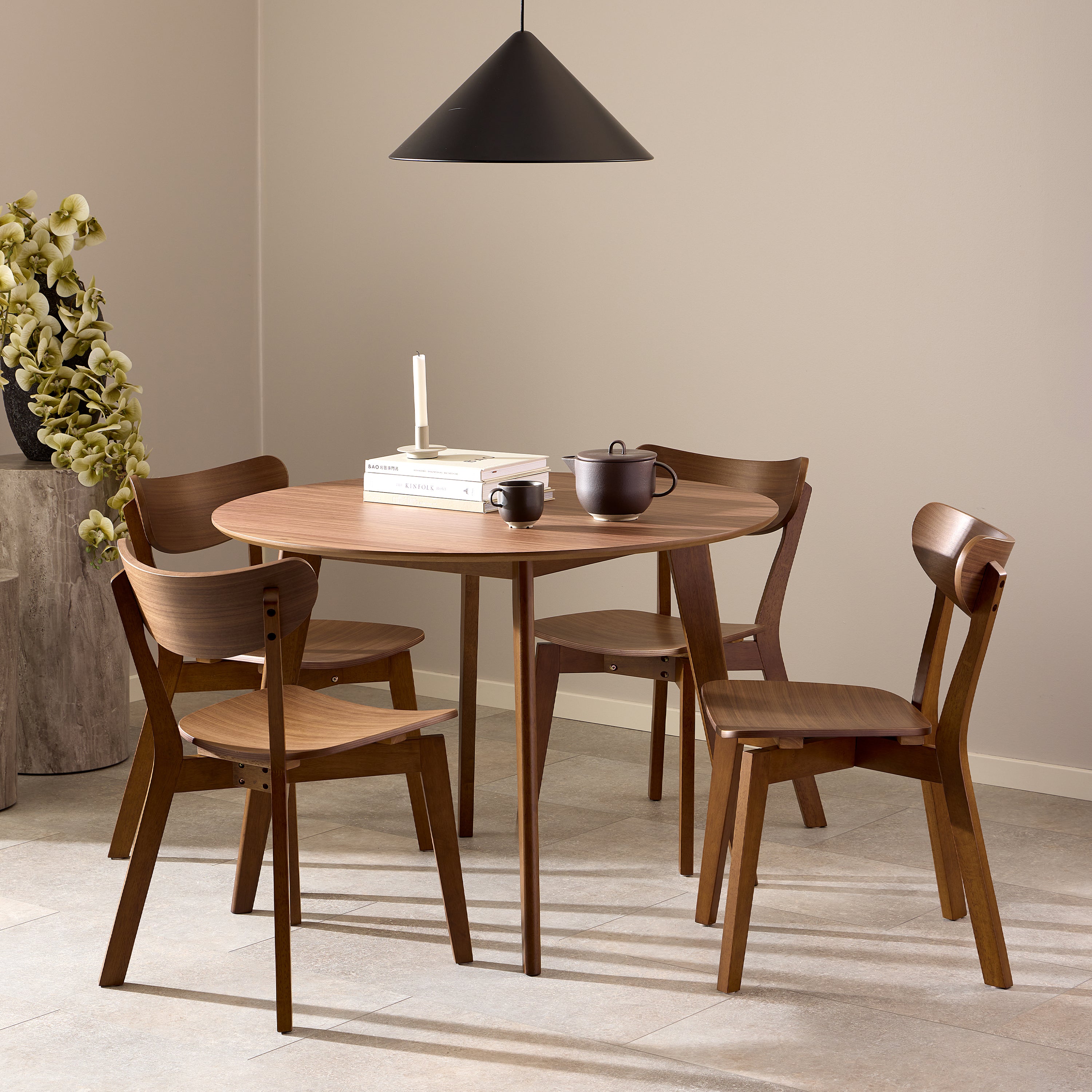 Roxby Round Dining Table in Walnut 105cm