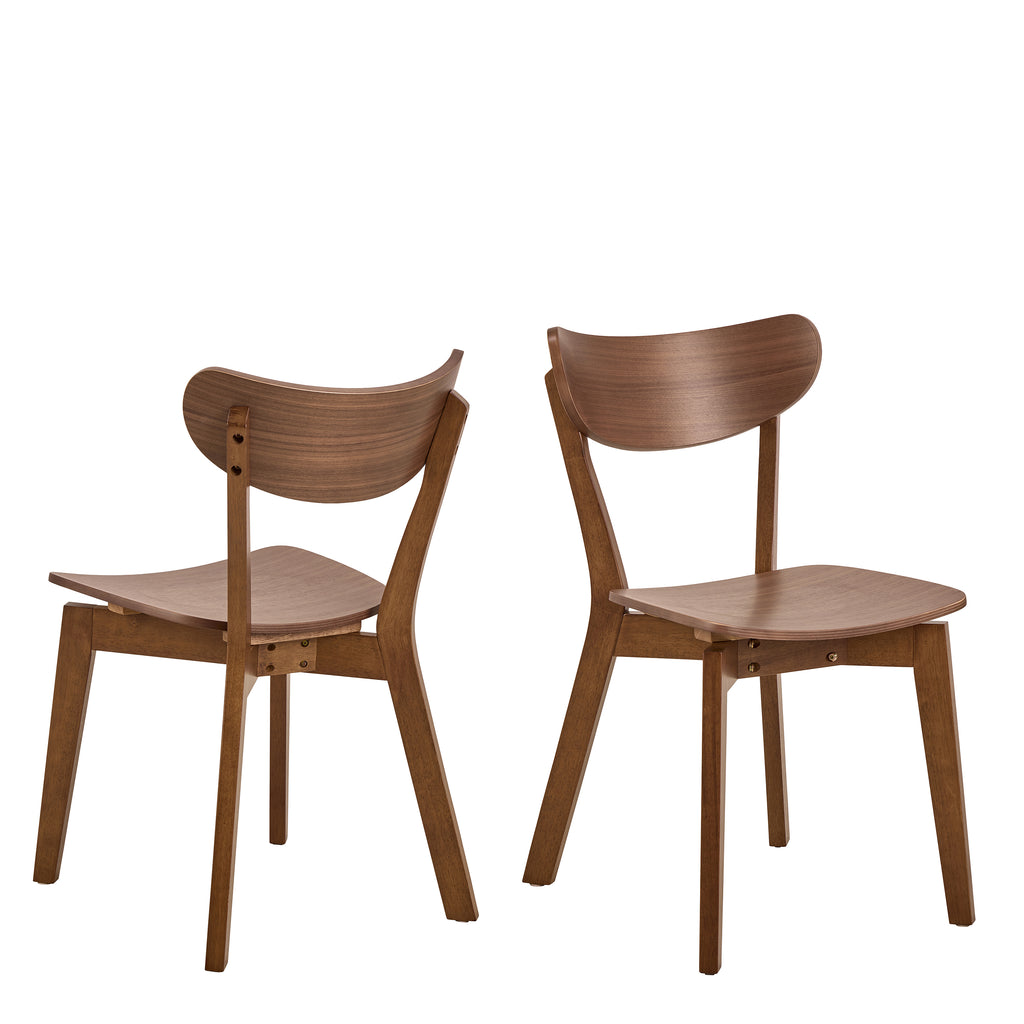 Roxby Round Dining Table in Walnut 105cm includes 4 Roxby Dining Chairs in Walnut