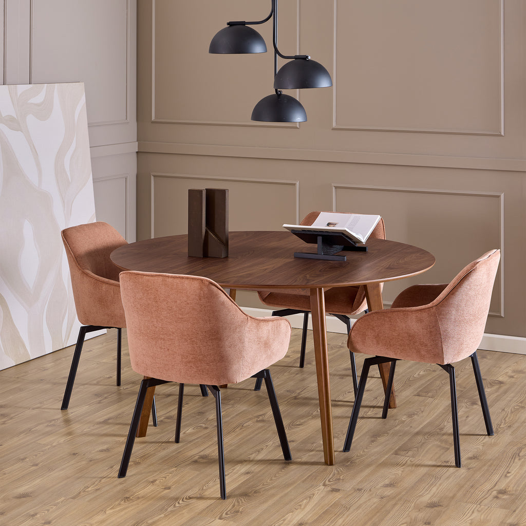 Roxby Round Dining Table in Walnut 140cm