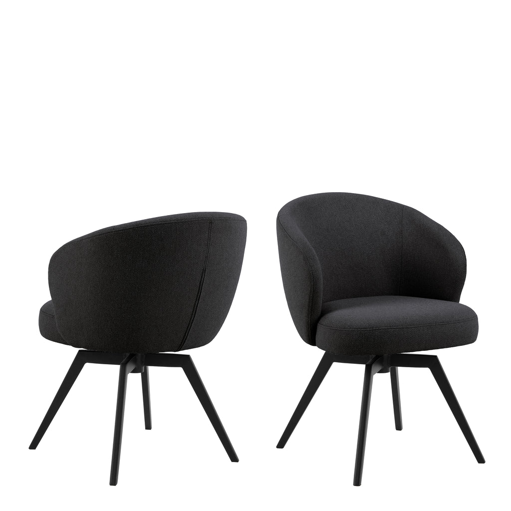 Darlene Dining Chair with Armrest and Swivel Function in Black