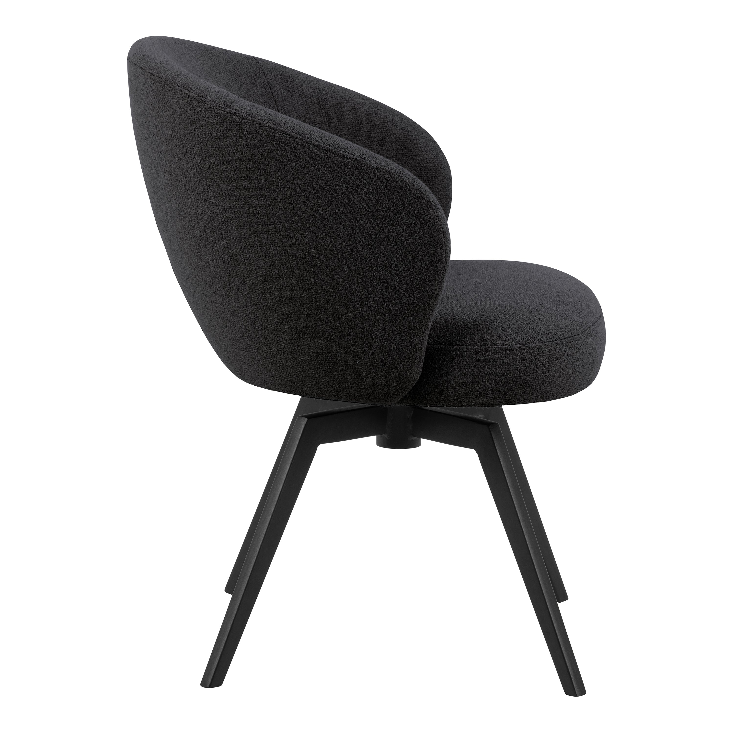 Darlene Dining Chair with Armrest and Swivel Function in Black