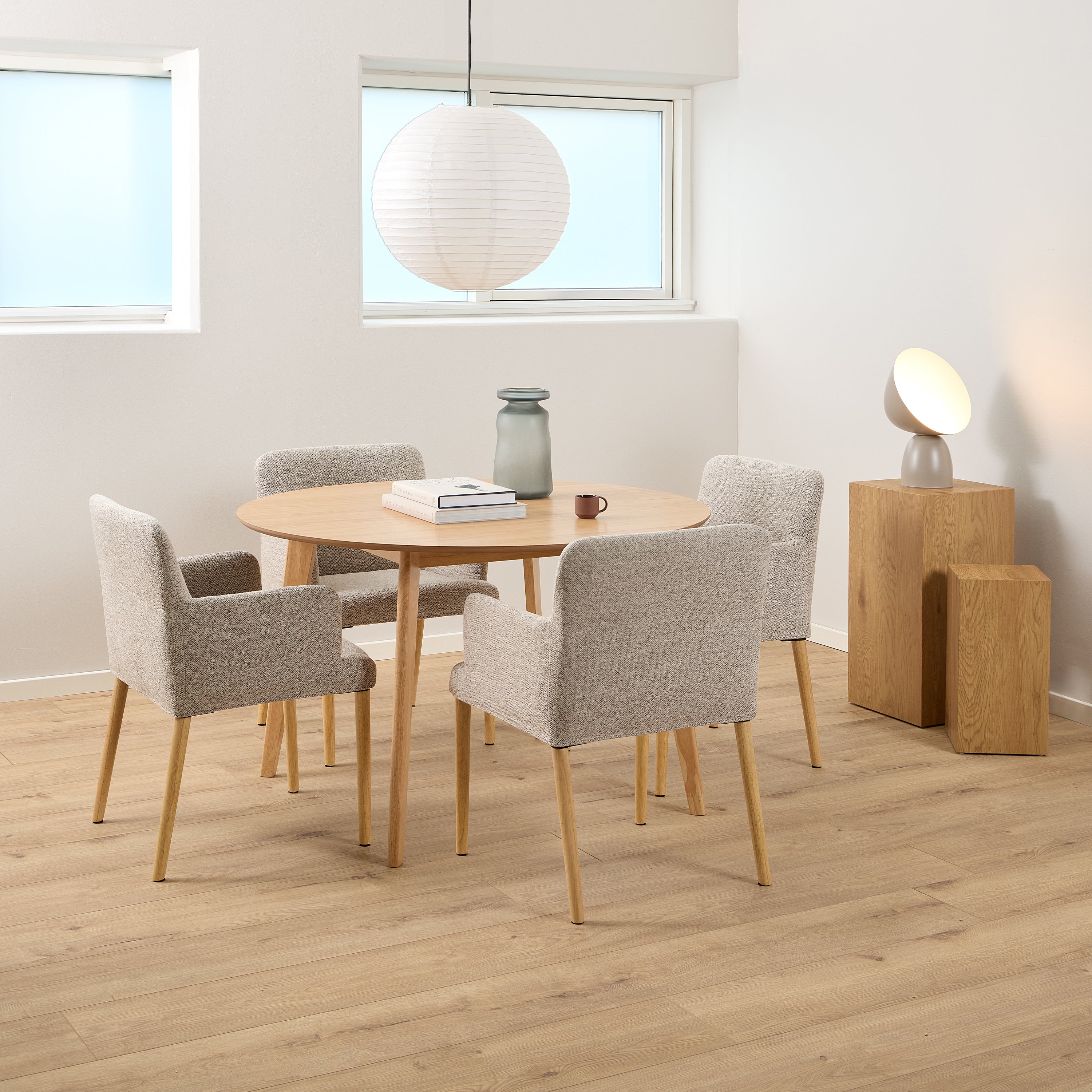 Roxby Round Dining Table in Matt Oak 120cm