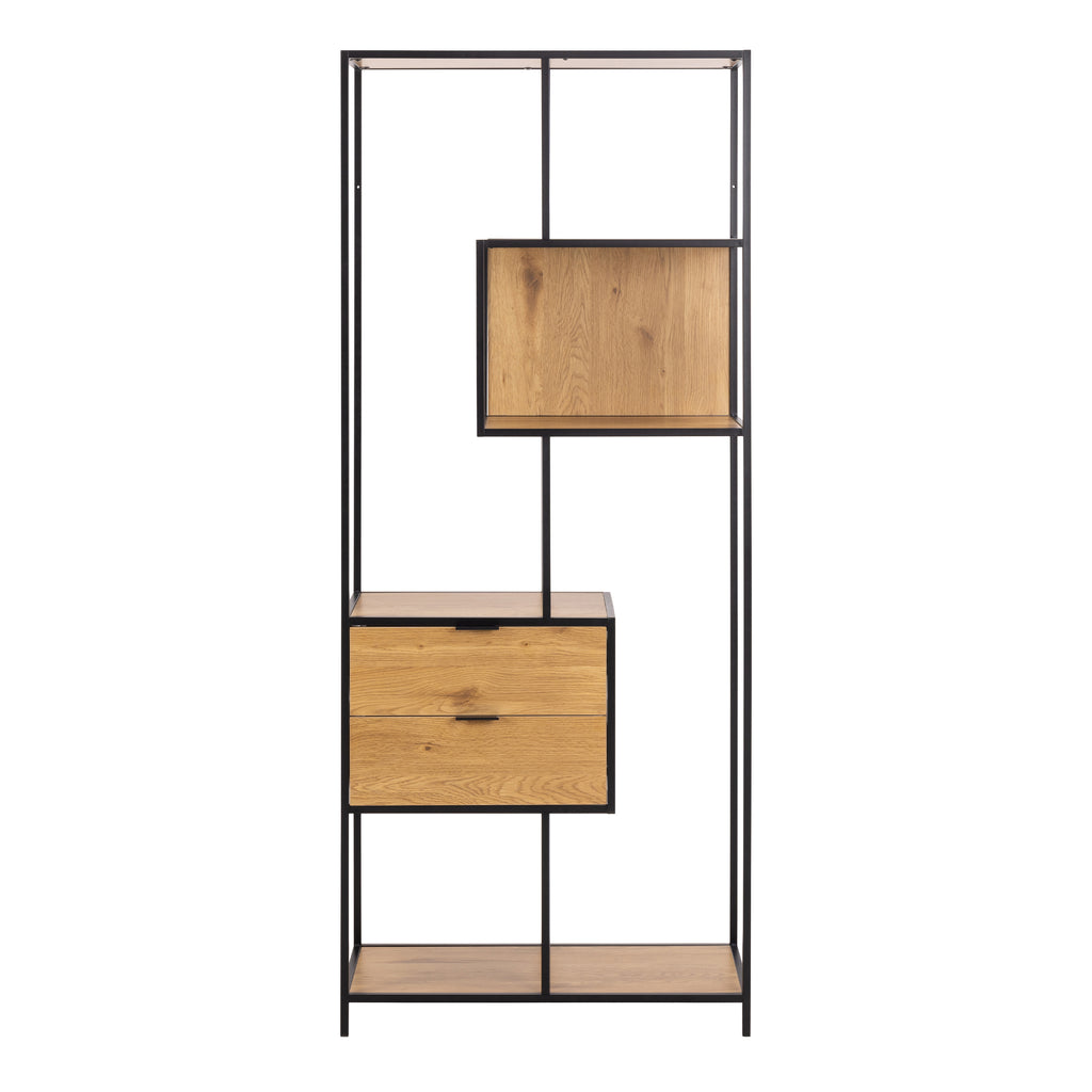 Seaford Wide Grey Steel Bookcase With 4 Grey Melamine Shelves