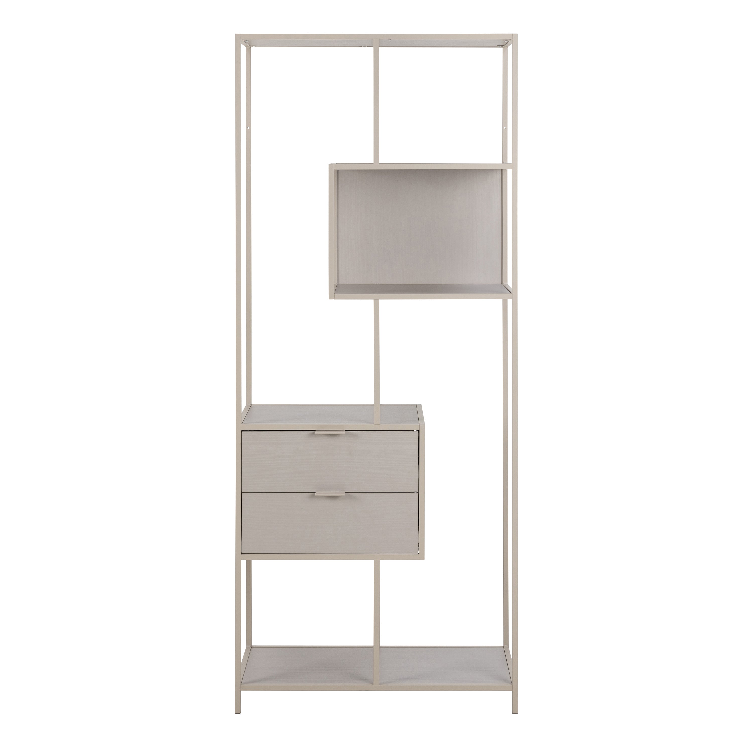Seaford Wide Grey Steel Bookcase With 4 Grey Melamine Shelves