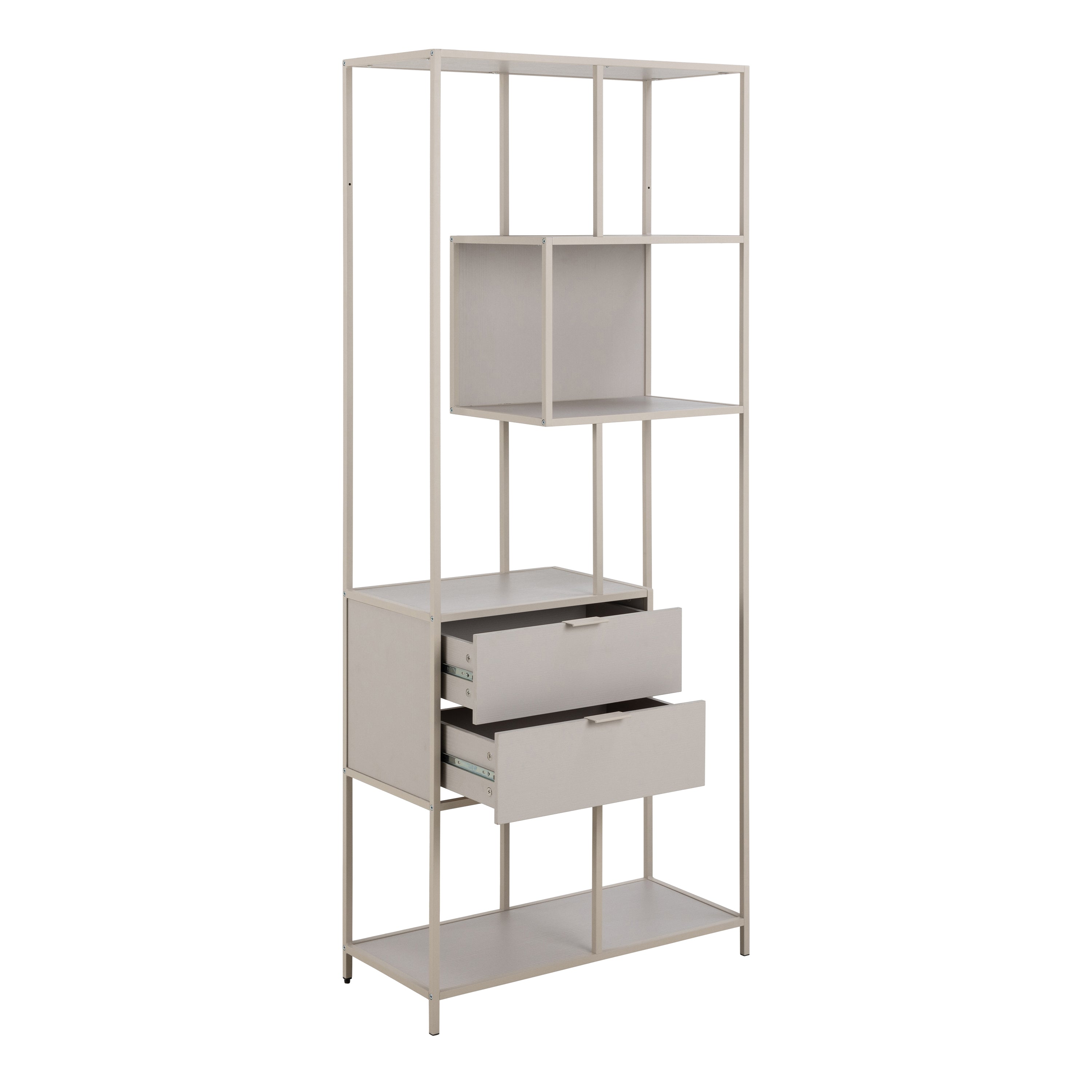 Seaford Wide Grey Steel Bookcase With 4 Grey Melamine Shelves