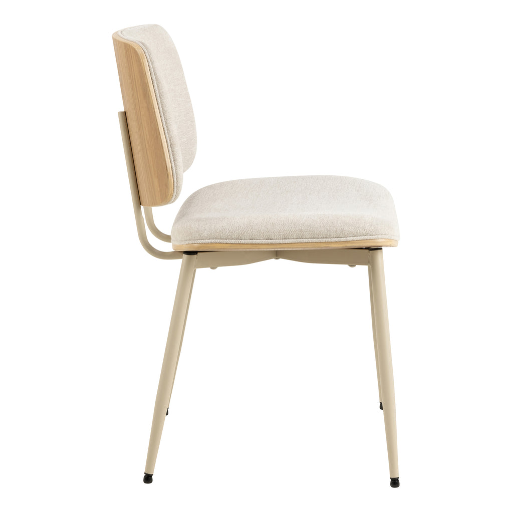 Owen Dining Chair in Apia Fabric Beige Set of 2