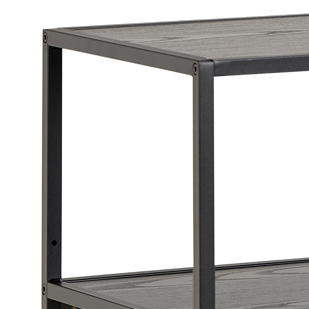 Seaford Wide Ash Black Metal Bookcase With 4 Black Ash Shelves