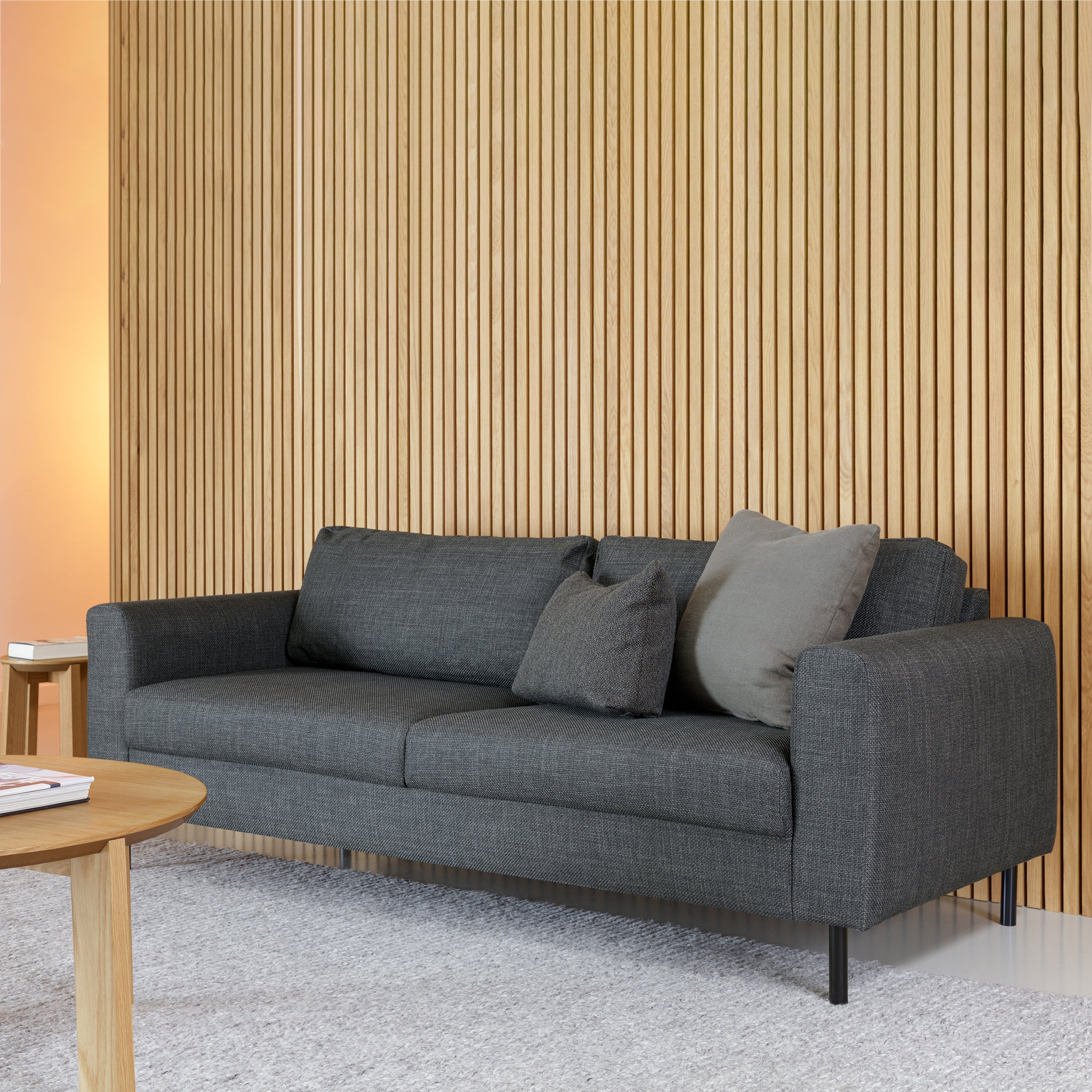 Omaha 2 + 3 Seater Sofa set in Basel Dark Grey Fabric