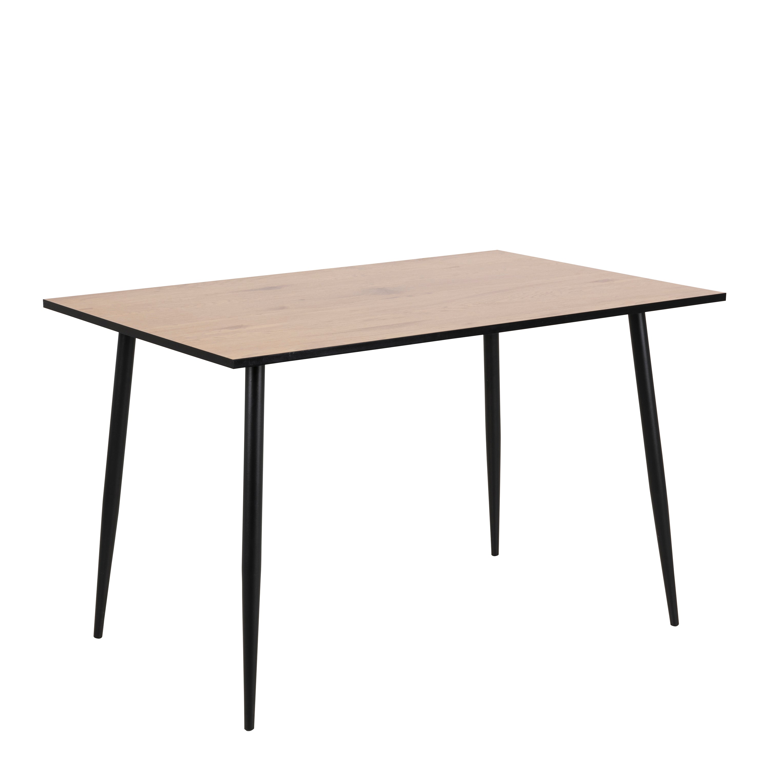 Wilma Dining Table with Oak Top & Black Legs 120x80cm includes 4 Celia Dining Chairs in Light Grey