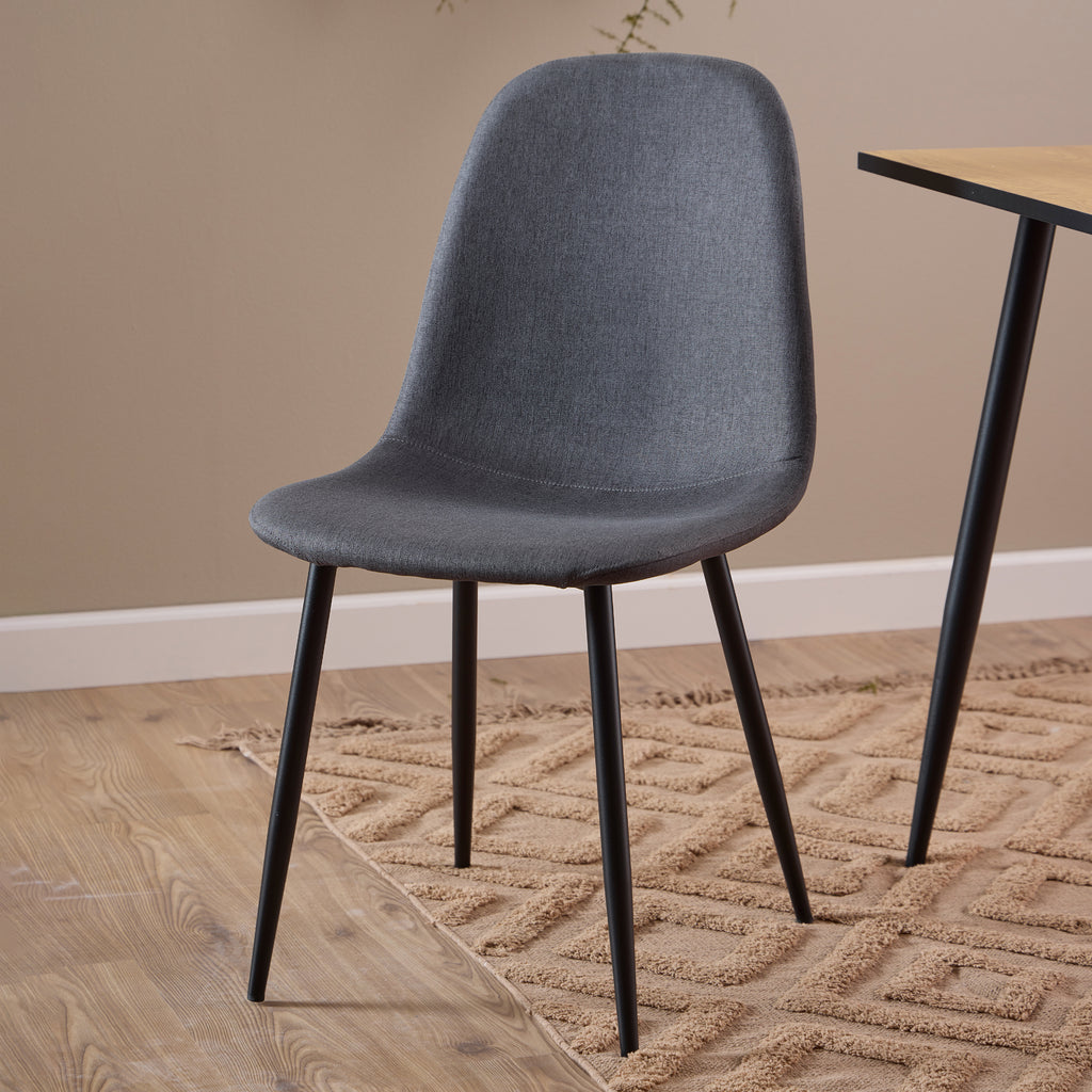 Wilma Dining Table with Oak Top & Black Legs 120x80cm includes 4 Celia Dining Chairs in Light Grey