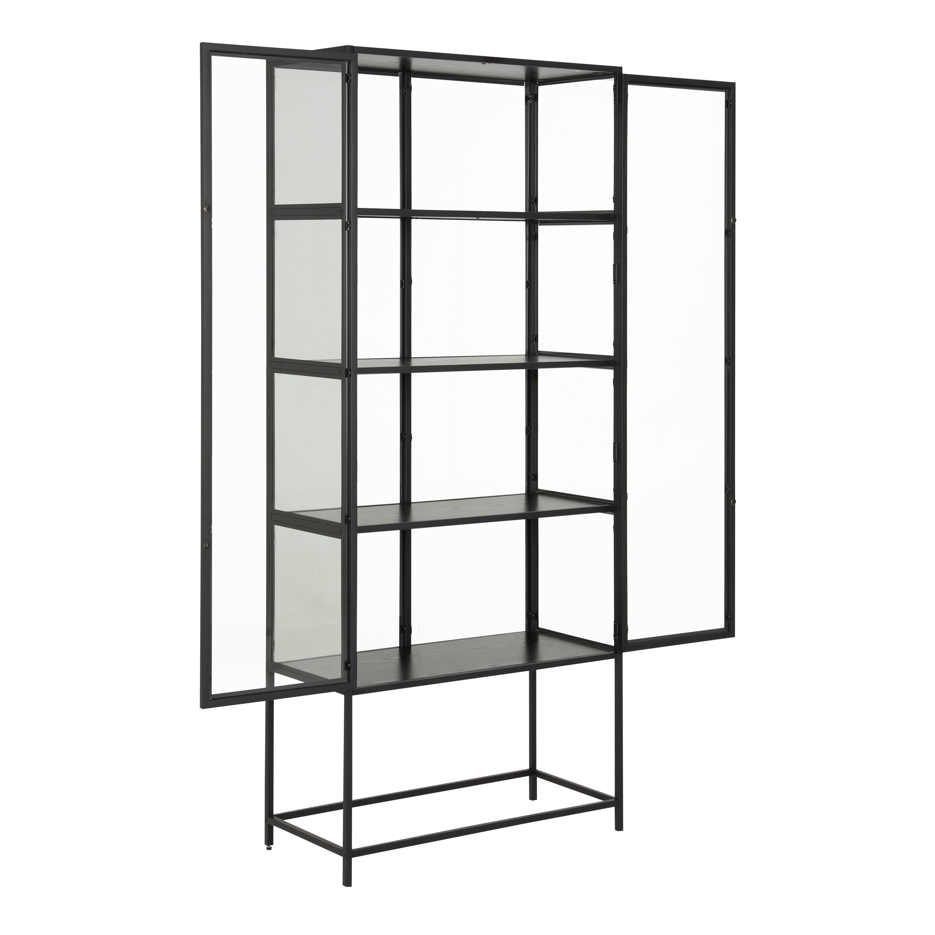 Seaford Wide Grey Steel Bookcase With 4 Grey Melamine Shelves