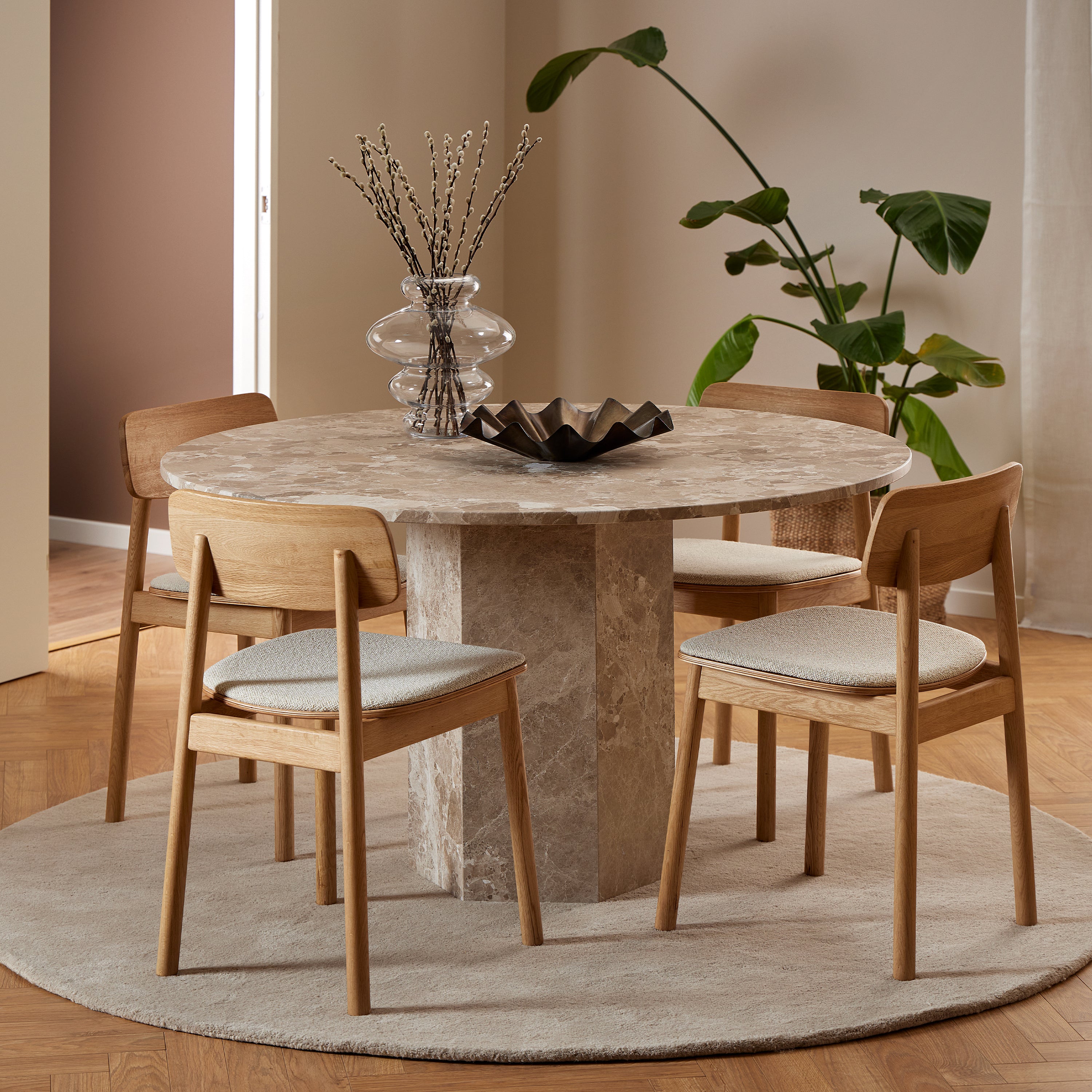 Naxos Round Dining Table in Brown Marble 130cm