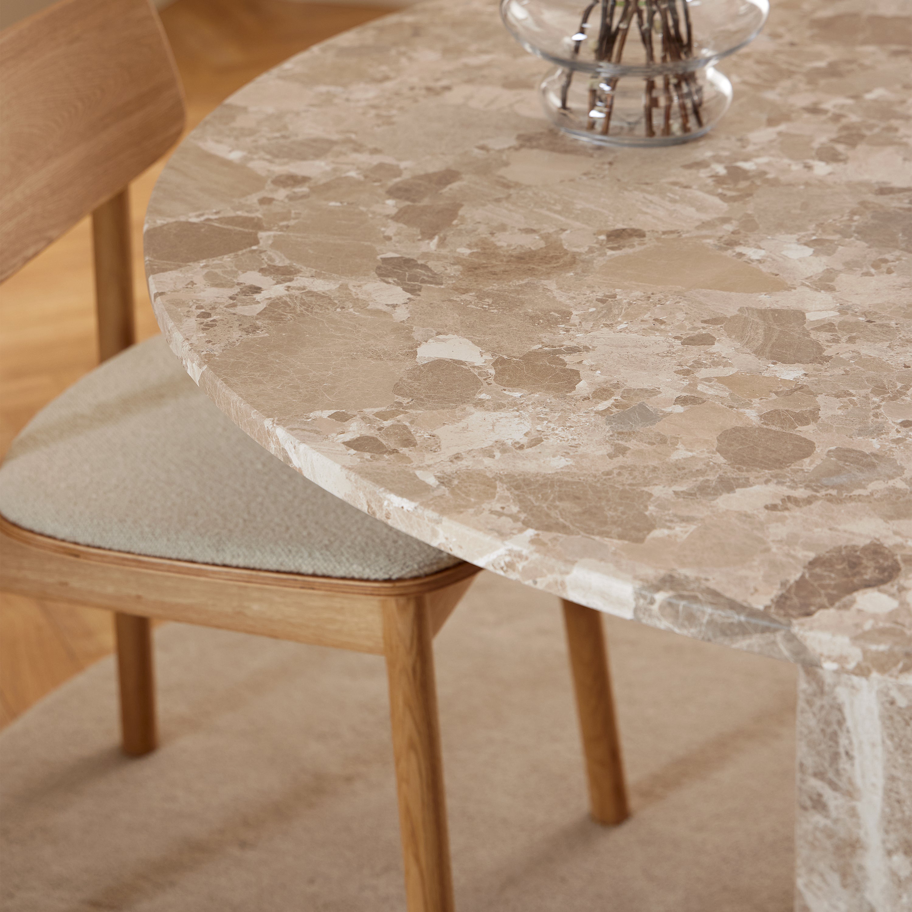 Naxos Round Dining Table in Brown Marble 130cm