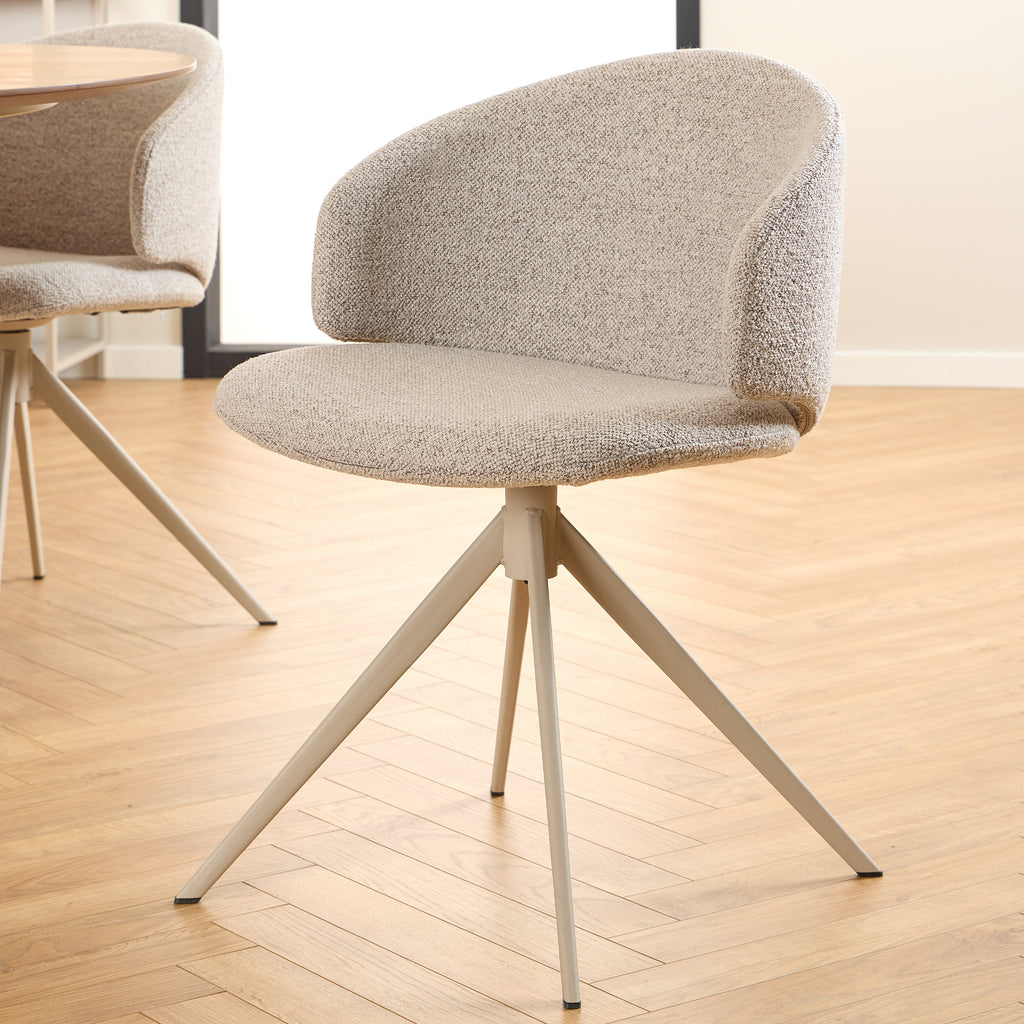 Palermo Ceramic Dining Table in Grey 160x90cm includes 4 Ella Swivel Beige Dining Chairs