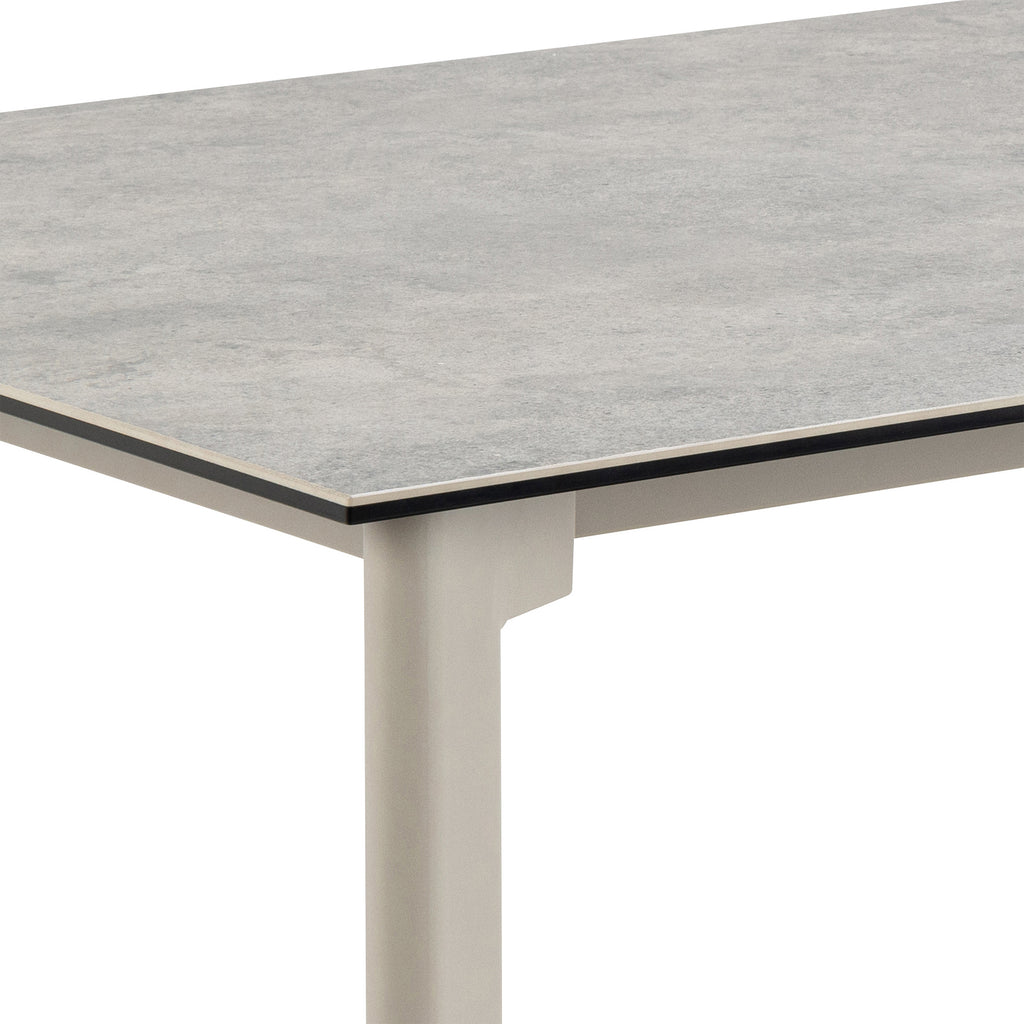 Palermo Ceramic Dining Table in Grey 160x90cm includes 4 Ella Swivel Beige Dining Chairs