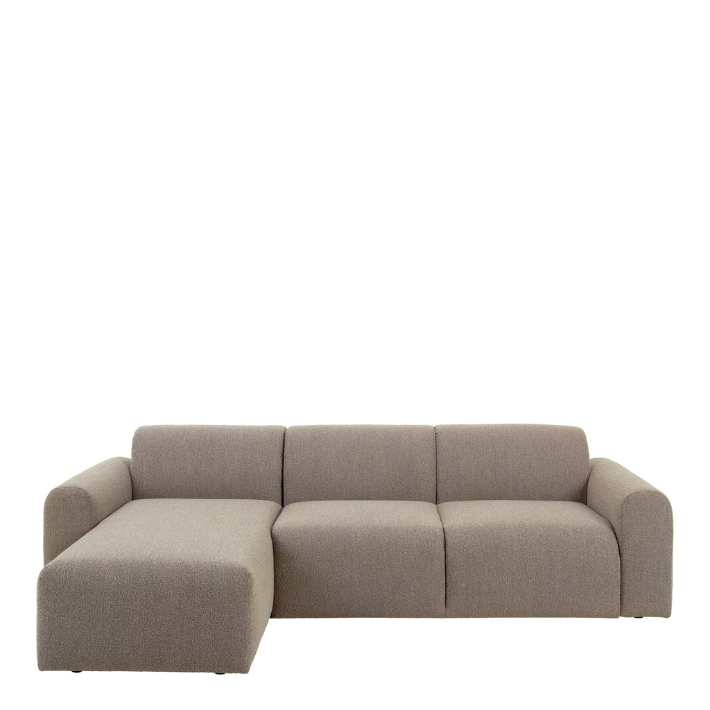 Midfield Left Hand Facing 2 Seater Chaise Longue in Boucle Beige Fabric