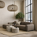 Midfield Right Hand Facing 2 Seater Chaise Longue in Boucle Taupe Fabric