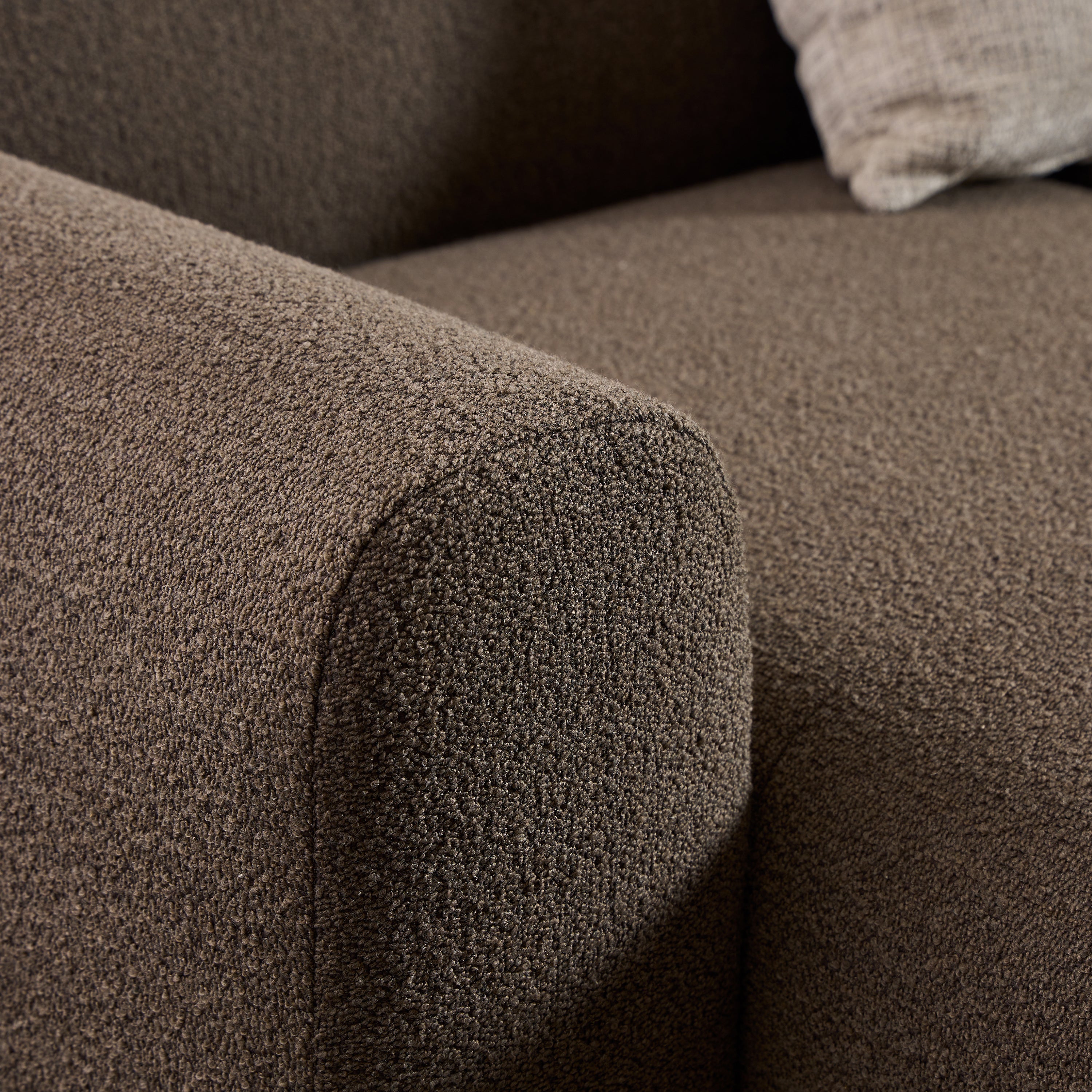 Midfield Left Hand Facing 2 Seater Chaise Longue in Boucle Taupe Fabric