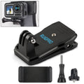 RUIGPRO 360° Rotation Backpack Mount + Phone Clamp for GoPro, DJI Osmo, Xiaoyi Cameras (Black)