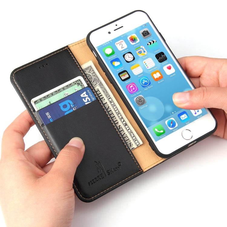 Fierre Shann PU Genuine Leather Texture Horizontal Flip Leather Case with Holder & Card Slots & Wallet For iPhone 8 / 7 / SE 2020, For iPhone 8 / 7 / SE 2022 / SE 2020