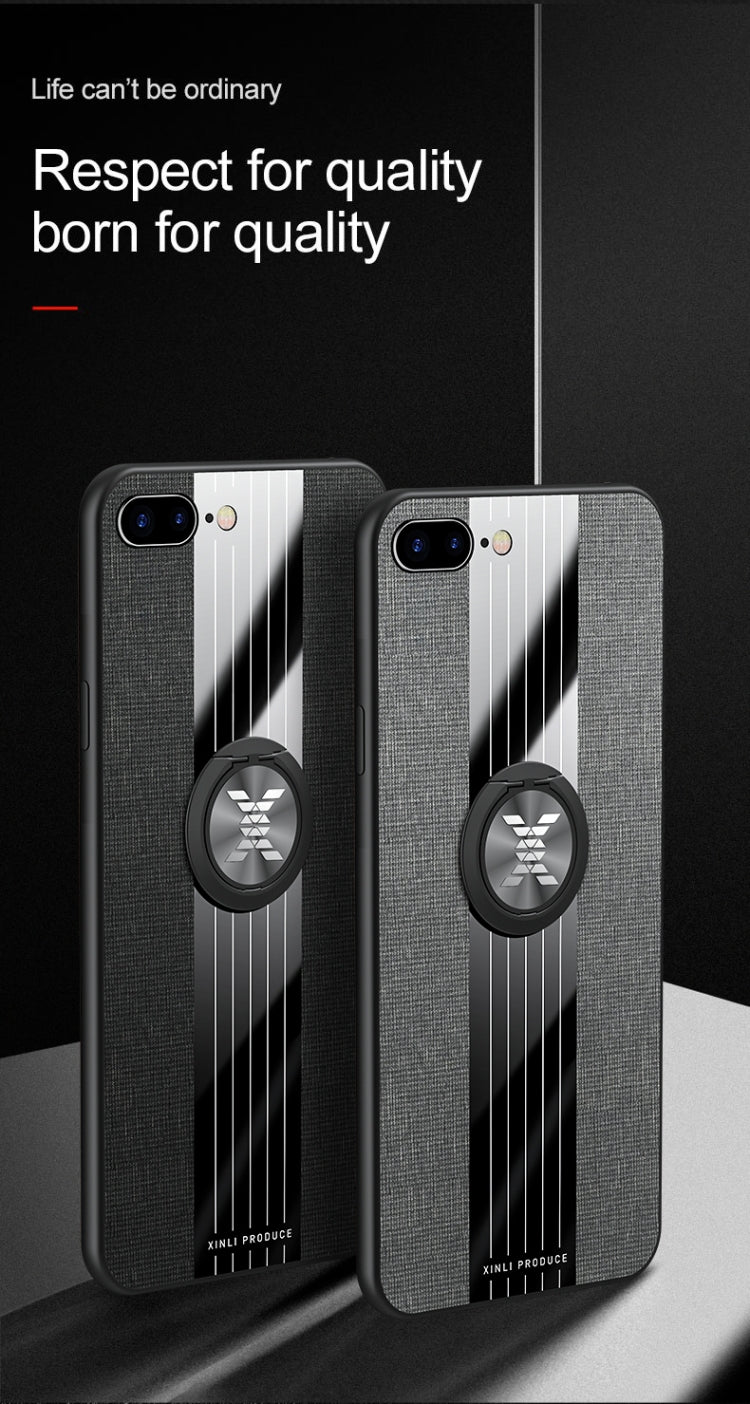 XINLI Stitching Cloth Textue Shockproof TPU Protective Case with Ring Holder, For iPhone 8 / 7, For iPhone 8 Plus / 7 Plus, For iPhone X / XS, For iPhone XR, For iPhone XS Max