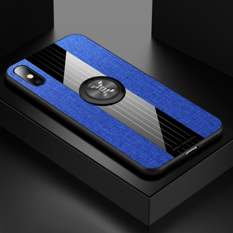 XINLI Stitching Cloth Textue Shockproof TPU Protective Case with Ring Holder, For iPhone 8 / 7, For iPhone 8 Plus / 7 Plus, For iPhone X / XS, For iPhone XR