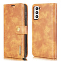 For Samsung Galaxy S21 5G DG.MING Crazy Horse Texture Flip Detachable Magnetic Leather Case with Holder & Card Slots & Wallet(Brown)
