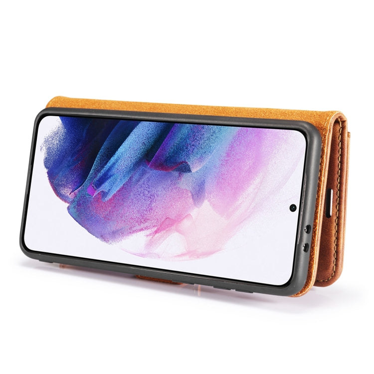 For Samsung Galaxy S21 5G DG.MING Crazy Horse Texture Flip Detachable Magnetic Leather Case with Holder & Card Slots & Wallet(Brown)