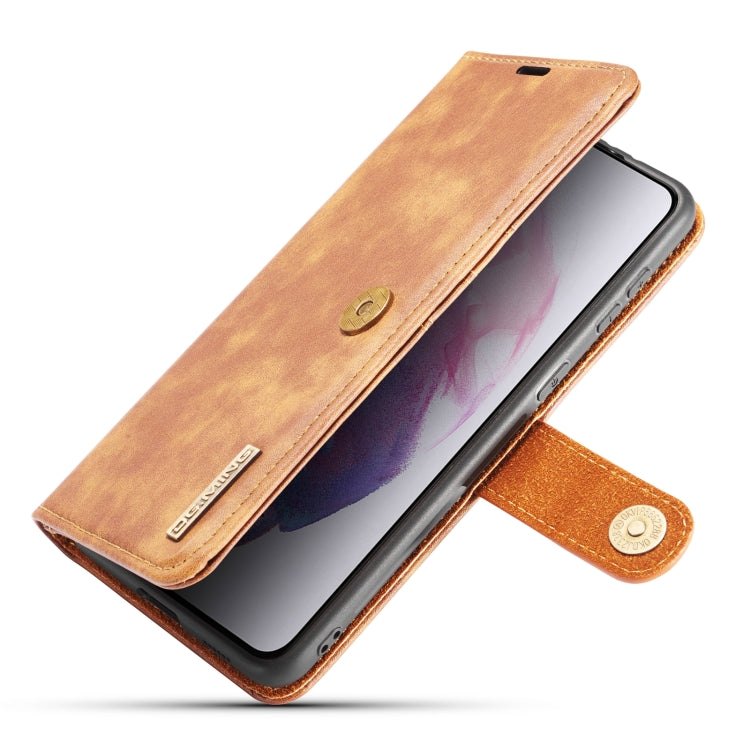 For Samsung Galaxy S21 5G DG.MING Crazy Horse Texture Flip Detachable Magnetic Leather Case with Holder & Card Slots & Wallet(Brown)
