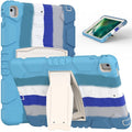 3-Layer Protection  Screen Frame + PC + Silicone Shockproof Combination Case with Holder For iPad 9.7 (2018) / (2017) / Air 2 / Pro 9.7(Colorful Blue)