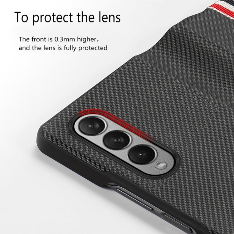 Carbon Fiber Texture Folding All Inclusive PU Shockproof Splicing Leather Case, For Samsung Galaxy Z Fold3 5G