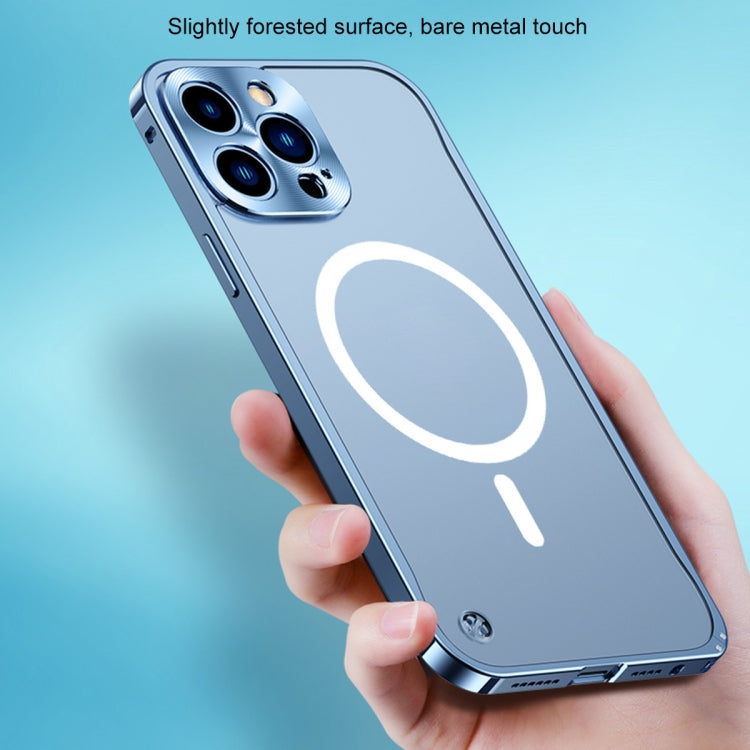 For iPhone 13 Pro Metal Frame Frosted PC Shockproof Magsafe Case (Ocean Blue)
