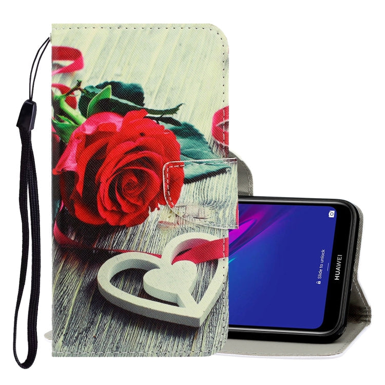 3D Colored Drawing Horizontal Flip PU Leather Case with Holder & Card Slots & Wallet, For Huawei Y6 2019