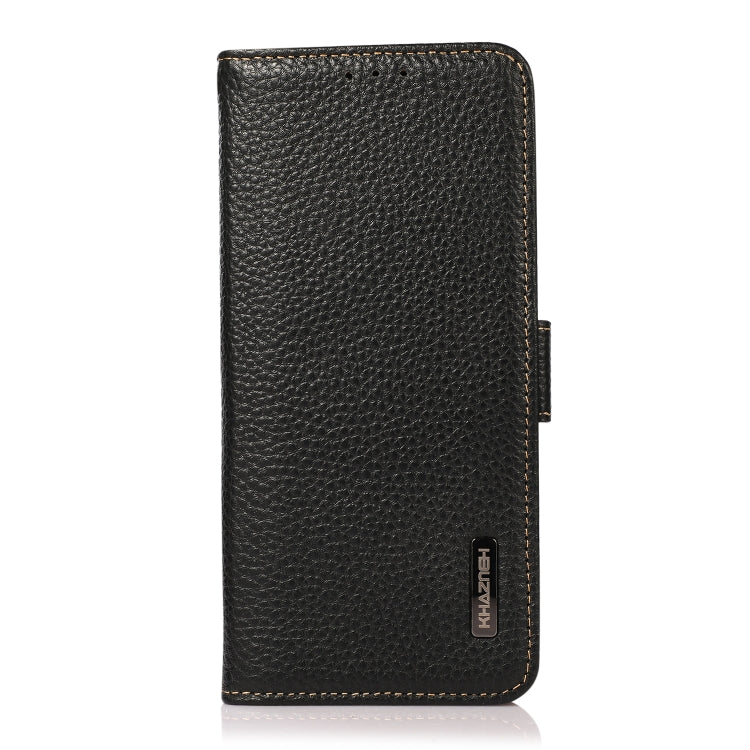 KHAZNEH Side-Magnetic Litchi Genuine Leather RFID Phone Case, For Sony Xperia 1 IV