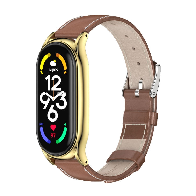 MIJOBS Plus Genuine Leather Watch Band, For Xiaomi Mi Band 7 / 7 NFC