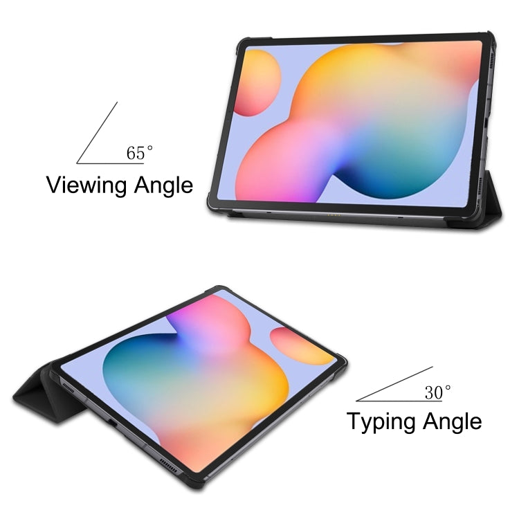 Custer Pattern Pure Color Horizontal Flip Leather Case with Three-folding Holder, For Galaxy Tab S6 Lite 10.4 inch, For Lenovo M10 Plus TB-X606F